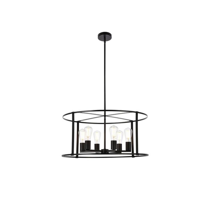 Aria 6 Light Pendant in black - 26 Inch