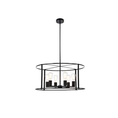 Aria 6 Light Pendant in black - 26 Inch