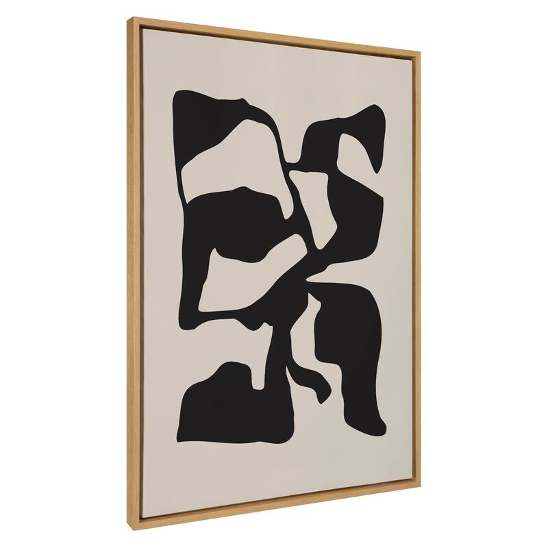 Kate and Laurel Sylvie Distorted Shapes of Black and Tan Framed Canvas by The Creative Bunch Studio - 31.5x41.5 - Natural
