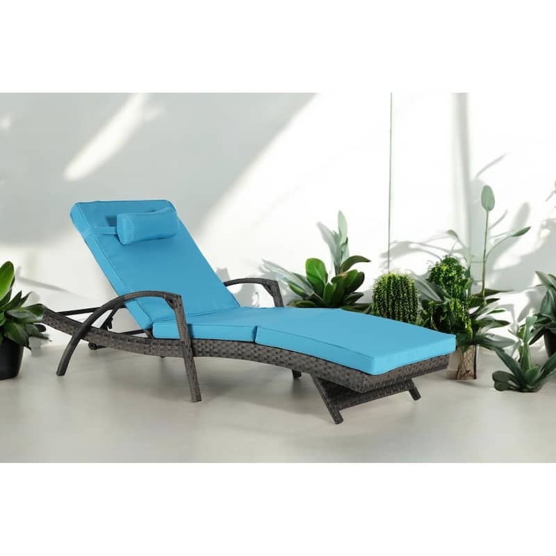 Outdoor Wicker Reclining Lounge Chairs Set of 2 with Cushions – Adjustable, Lawn Chairs for Patio, Poolside, and Garden