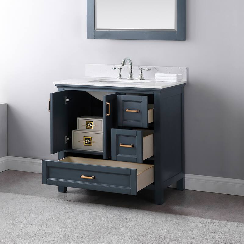Altair Isla Single Bathroom Vanity Set and Aosta White Countertop without Mirror