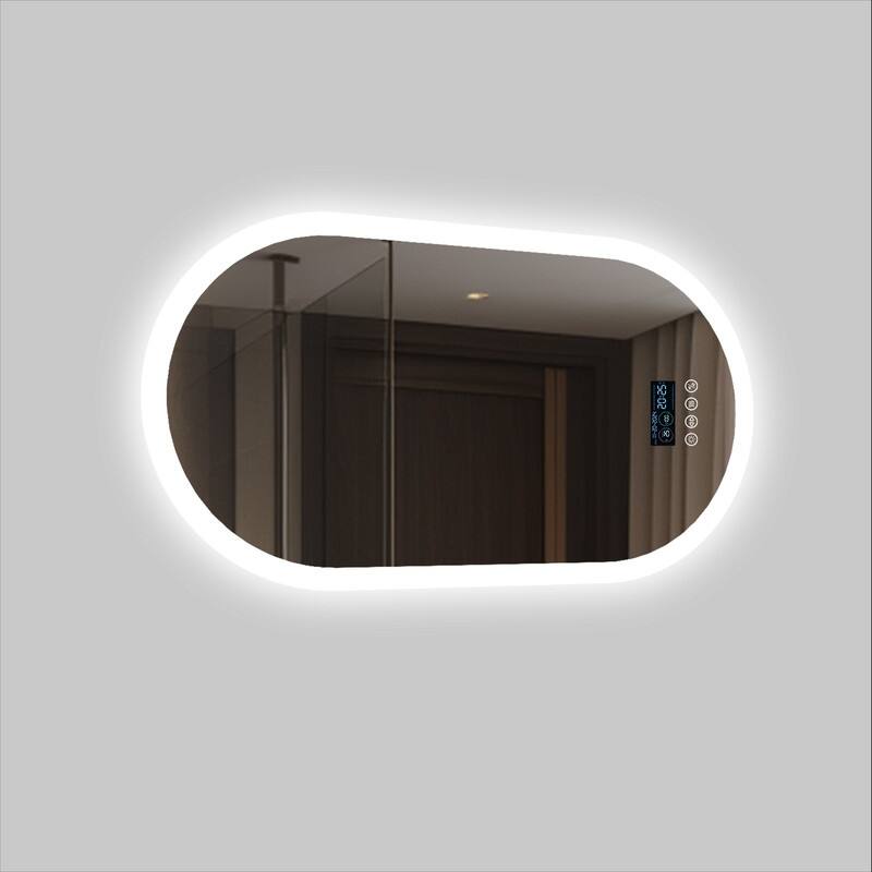 Oval LED Bathroom Mirror with Lights, Anti-Fog, Bluetooth Speaker, 3 Colors, Dimmable, Memory