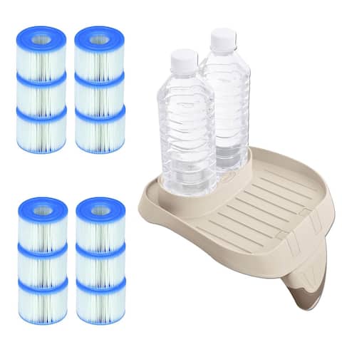 Intex PureSpa Attachable Cup Holder And Refreshment Tray with 12 S1 Pool Filters