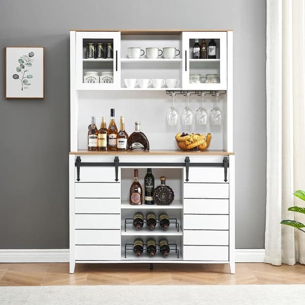 Bar Cabinet With Lights Farmhouse Coffee Bar Cabinet With LED