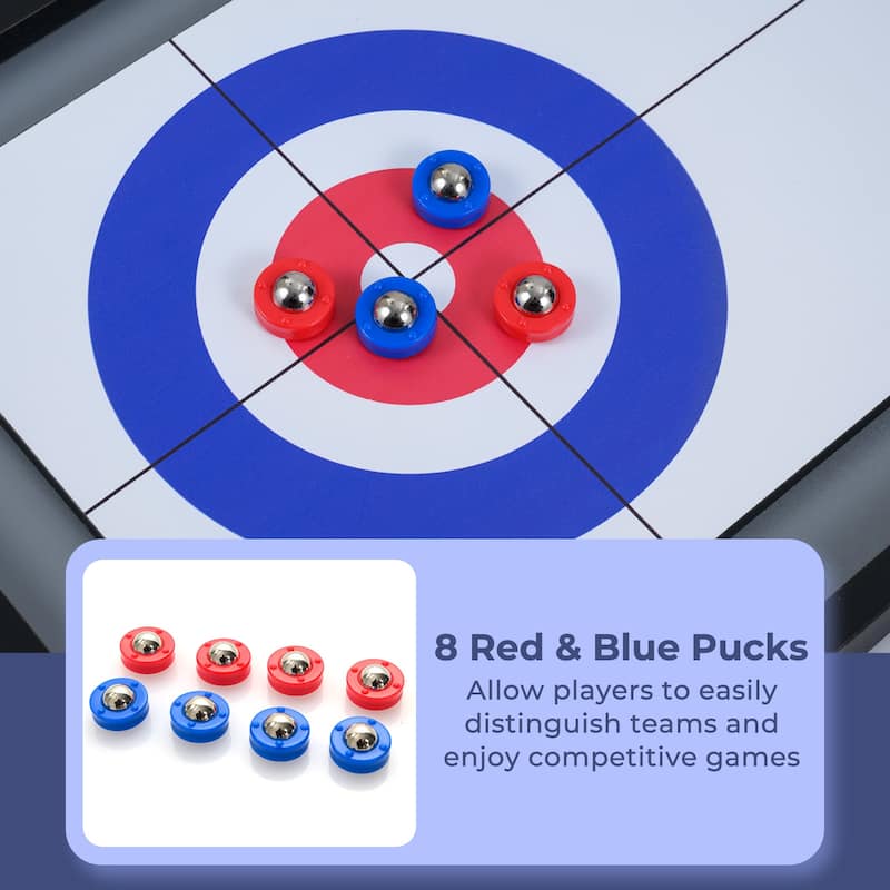 Gymax Shuffleboard & Curling 2 in 1 Board Game w/8 Rolling Pucks