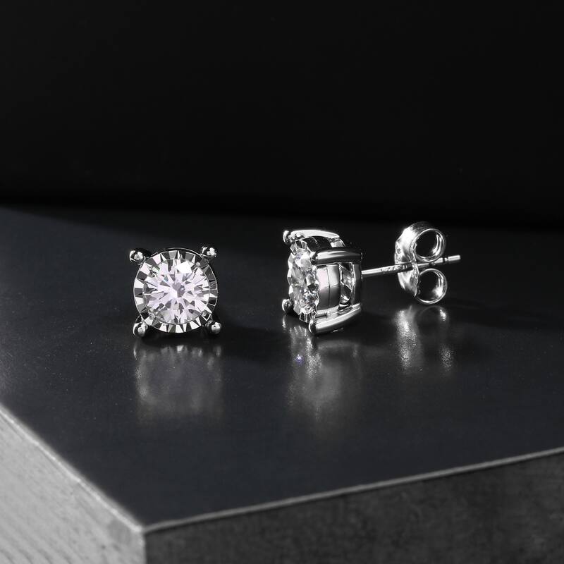 1/20ct - 3/4ct TDW Diamond Stud Earrings in Silver for Women