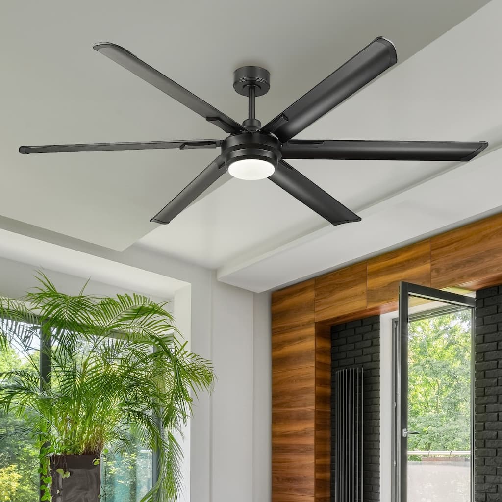 72 Inch 22W DC Led Ceiling Fans with Light and Remote, 6-Blades - 72 Inch