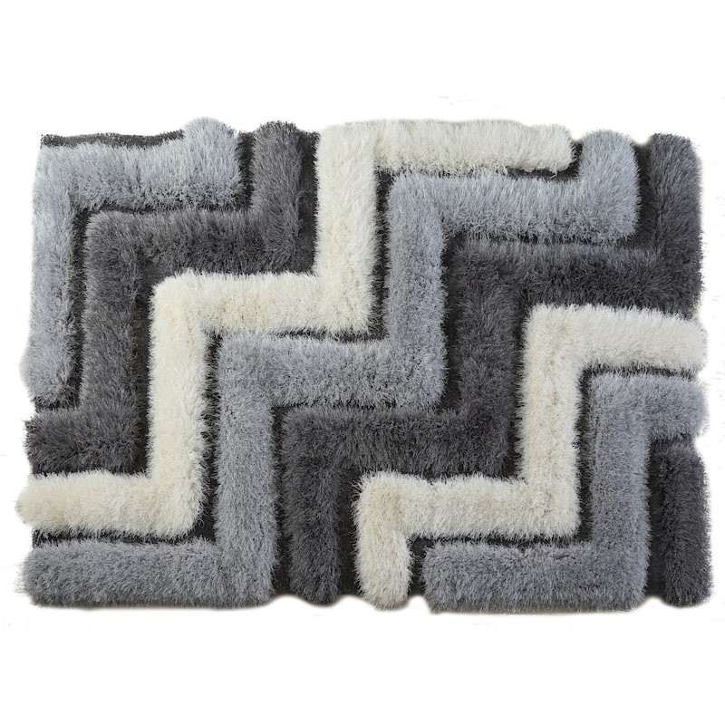 MDA Collection Geometric Area Rug - 5' X 7' - Blue/Grey/White