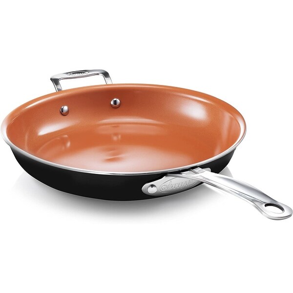 Gotham Steel Non Stick 12" Frying Pan w Handle Helper. Opens flyout.
