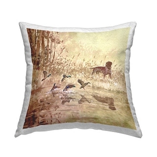 Stupell Ducks Splashing Lake Nature Printed Outdoor Throw Pillow Design ...