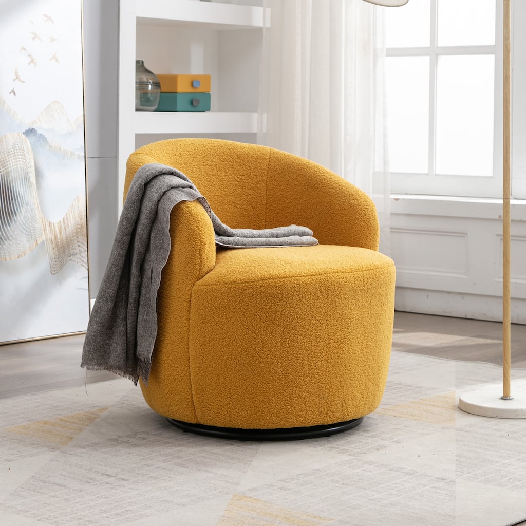 Yellow 25.6" Swivel Barrel Chair with Black Coating