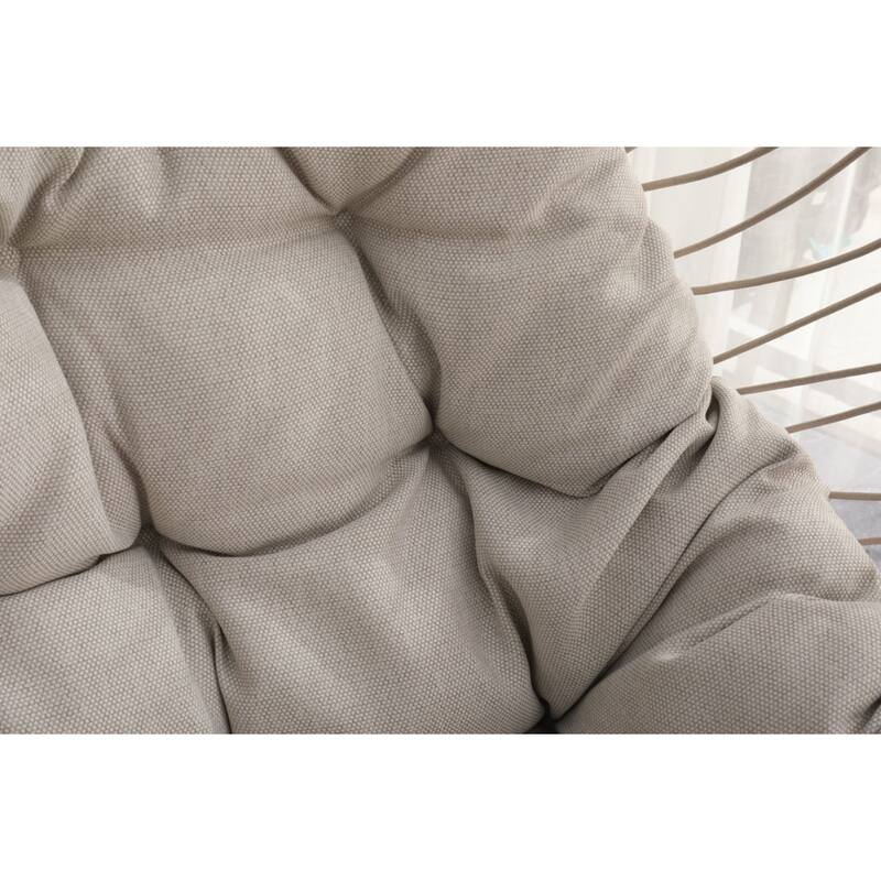 Linen Gray Egg Hanging Chair with Stand - 24.4