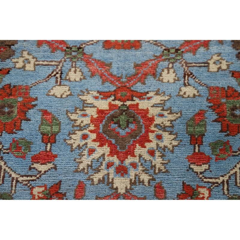Light Blue Kazak Oriental Foyer Rug Hand-Knotted Floral Wool Carpet - 2'0" x 2'11"