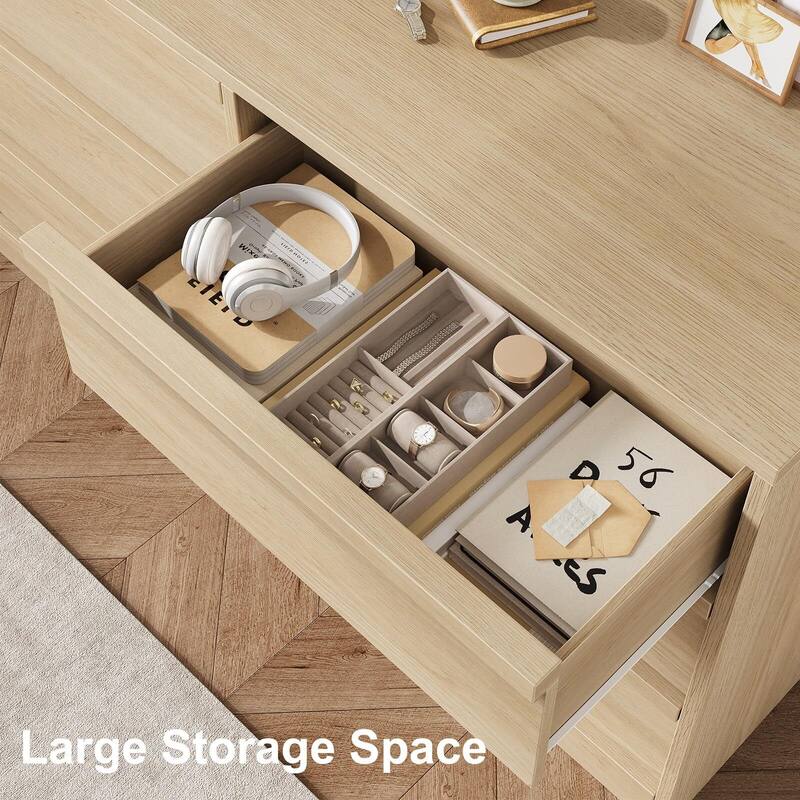 6/7/8 Drawer Dresser for Bedroom, 54" Wide Modern Double Dresser Organizer with Concave Handles