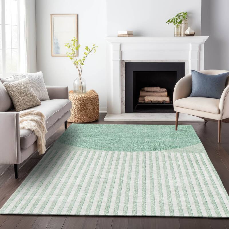 Machine Washable Indoor/Outdoor Contemporary Mod Chantille Rug