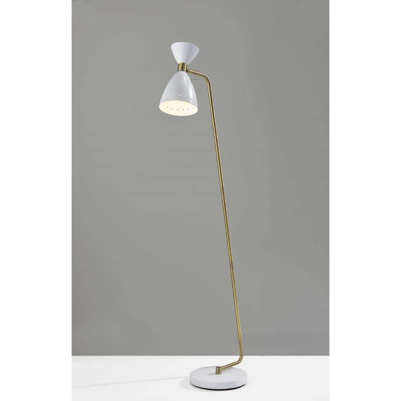 59" Gold White Task Floor Lamp with Metal Cone Shade for Modern Rooms - 20.50” x 10” x 59”