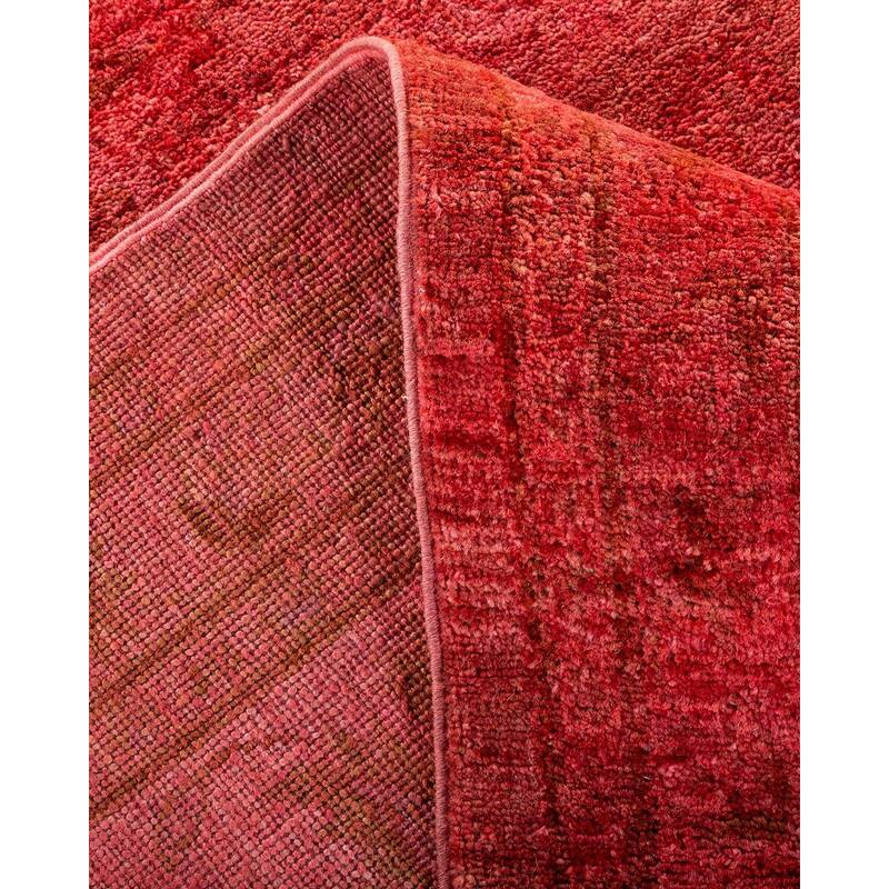 Overton Hand Knotted Wool Vintage Inspired Modern Contemporary Overdyed Pink Area Rug - 12' 0" x 18' 6"