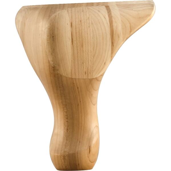 slide 1 of 1, Hardware Resources Foot with Queen Anne Styling, 6"H x 4-1/4"W x Natural Oak