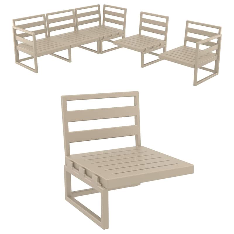 30" Taupe Outdoor Patio Extension Lounge Chair with Sunbrella Cushion