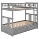 preview thumbnail 8 of 25, Twin over Twin Bunk Bed with Convertible Beds, Drawers, Sturdy Pine Wood Construction, Fence Guardrail, Easy Assembly, Grey