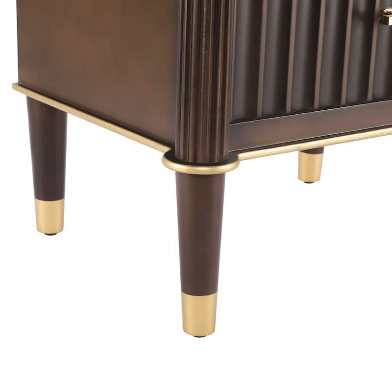 Christopher Knight Home - Lunaro Modern Fluted Nightstand with Wooden Legs and Drawers