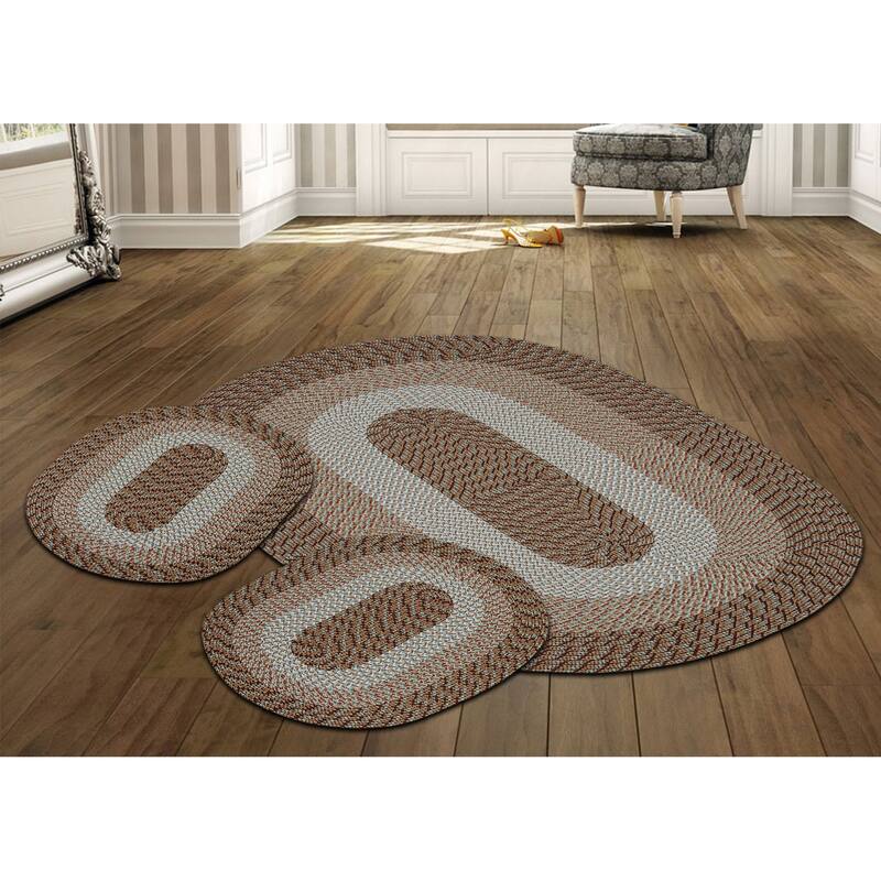 Better Trends Country Braid 100% Polypropylene 3 Pc Set Stain Resistant, Double Sided Reversible Indoor Area Utility Rug