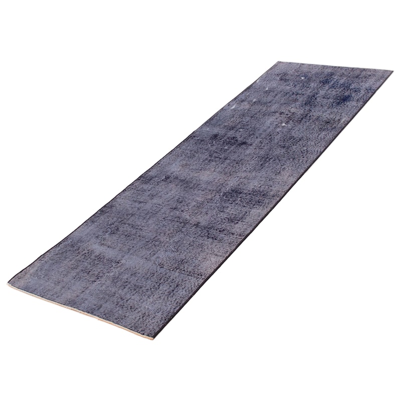 ECARPETGALLERY Hand-knotted Color Transition Navy Wool Rug - 3'2 x 10'1