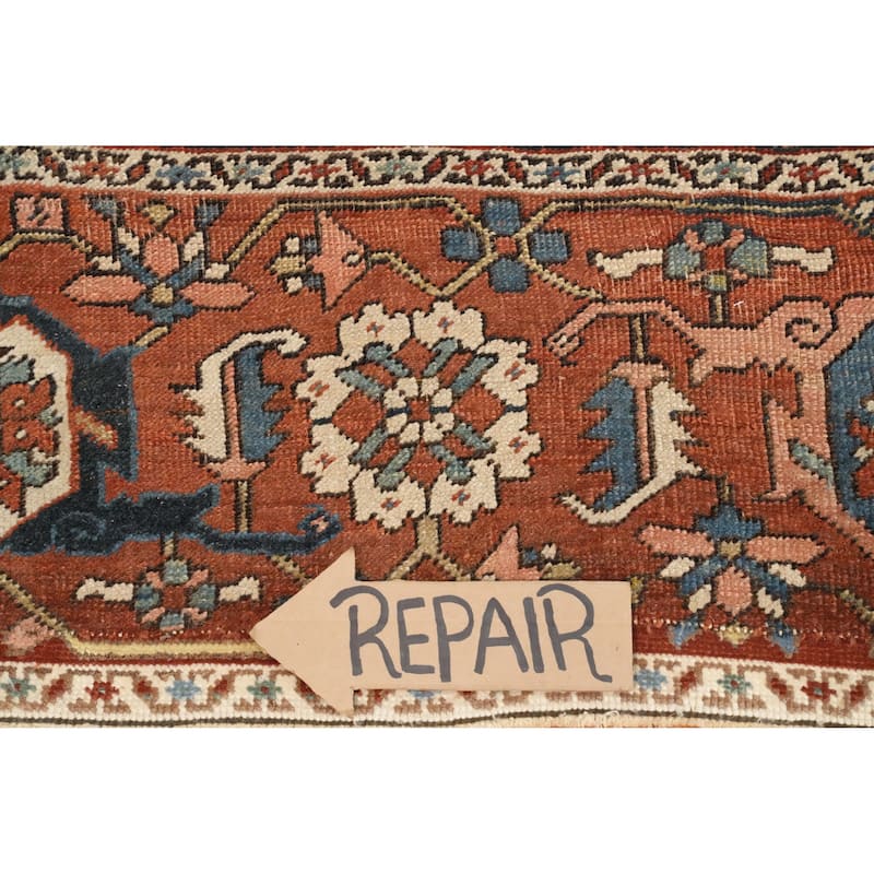 Hand Knotted Oriental 100% Wool Carpet Traditional Medallion Oranges & Rust Heriz (serapi) Area Rug - 15' 5'' X 9' 6''
