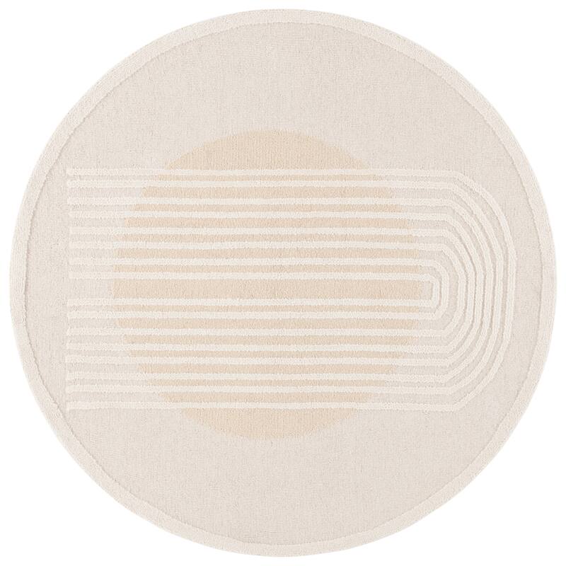 SAFAVIEH Handmade Rodeo Drive Miya Mid-Century Modern Wool Rug - 6' Round - Ivory/Beige
