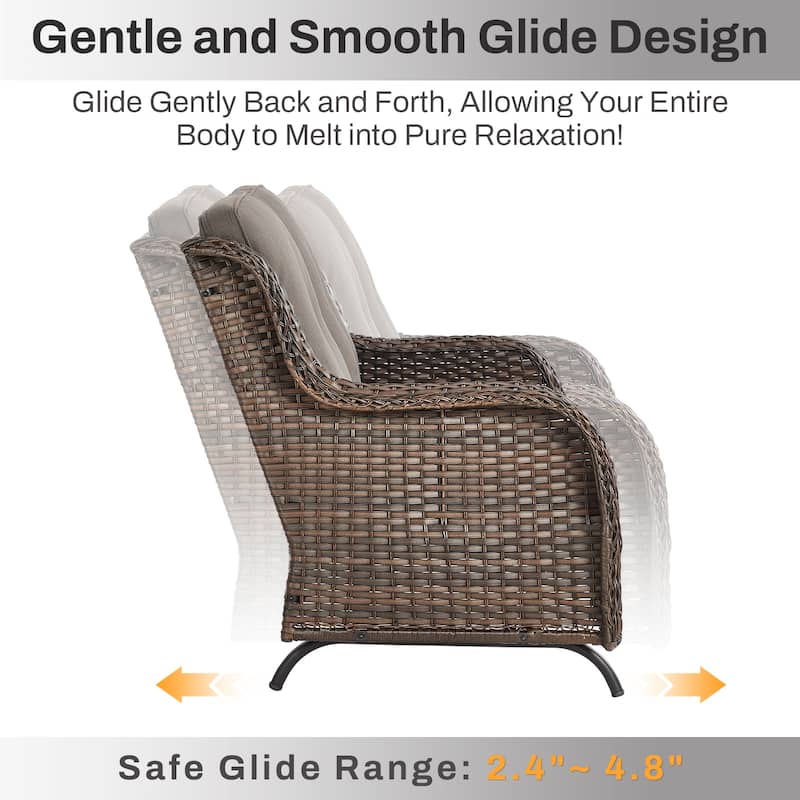 Gymojoy 2-Seat Stylish Patio Loveseat Glider Sofa, Water-Resistant Olefin Cushions for Outdoor Comfort