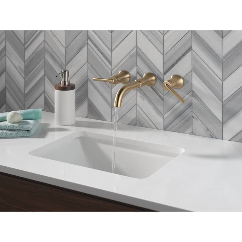 Delta T3554LF-LHP-WL Trinsic 1.2 GPM Wall Mounted Widespread Bathroom - Champagne Bronze