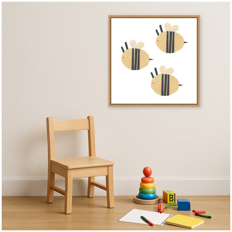 Kate and Laurel Buzzing Bees by Alicia Abla Framed Canvas Wall Art Print