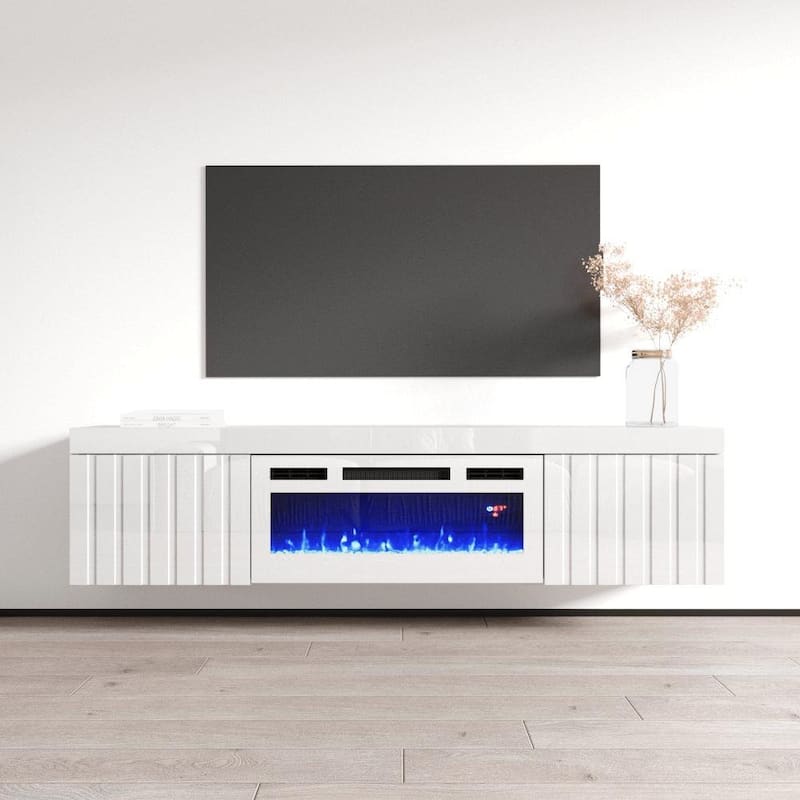 Knoxville WH-EF Electric Fireplace 71" TV Stand - White