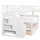 preview thumbnail 8 of 10, Twin over Full L-Shaped Bunk Bed With 3 Drawers, Ladder and Staircase, White