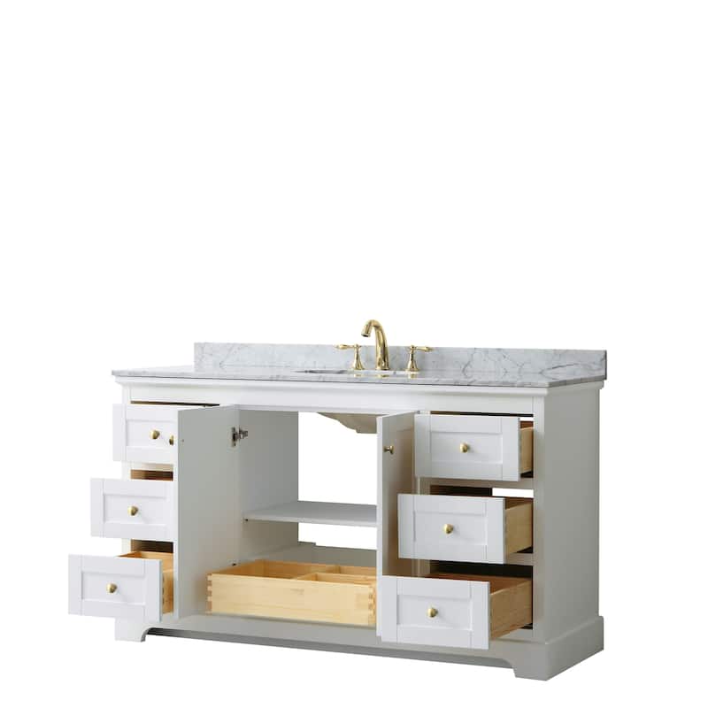 Avery 60-inch Single Vanity, Marble Top, Oval Sink, No Mirror