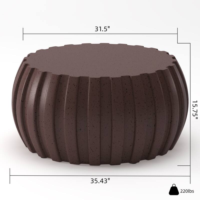 GDFStudio Sylas Magnesium Oxide Coffee Table for Indoor & Outdoor with Stylish Round Design