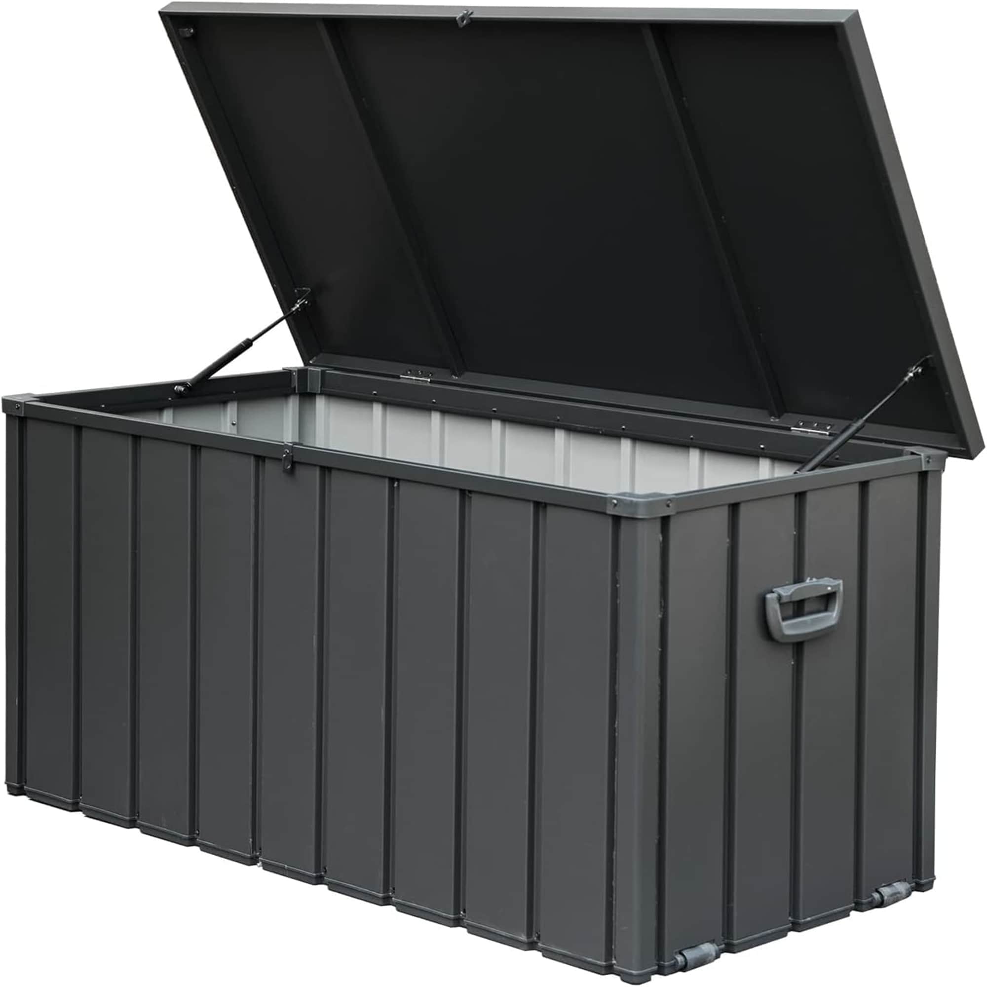 100 Gallon Outdoor Storage Deck Box Waterproof, Large Storage Bin for Outside Cushions, Throw Pillows, Garden Tools, Lockable