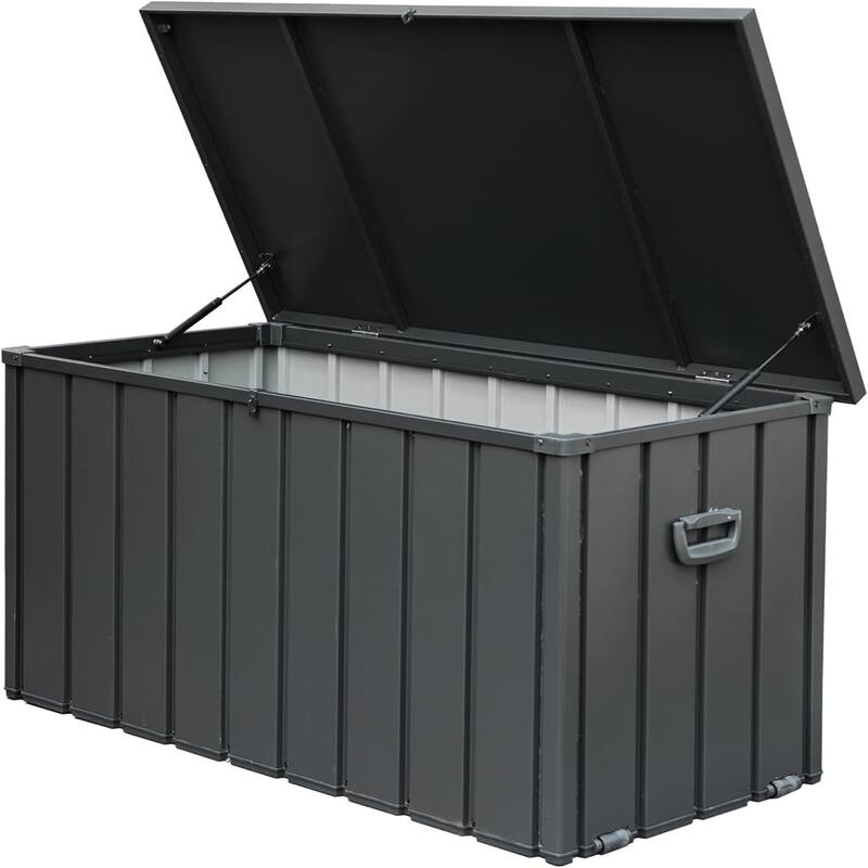 150 Gallon Outdoor Storage Deck Box Toy Storage Box Misc Storage Box with Side Handles Lockable Lid and Mobility Rollers