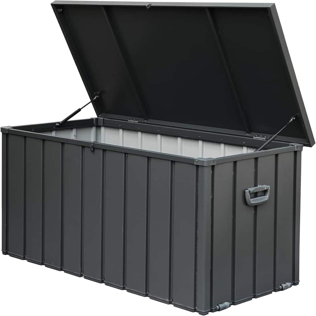 150 Gallon Outdoor Storage Deck Box Waterproof, Large Storage Bin for Outside Cushions, Throw Pillows, Garden Tools, Lockable