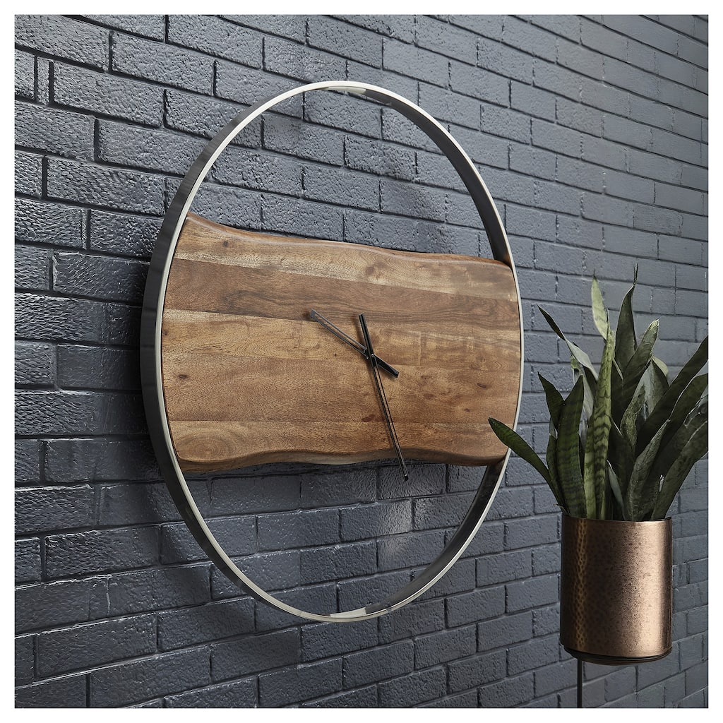 Panchali Brown/Silver Finish Wall Clock - 024052686944