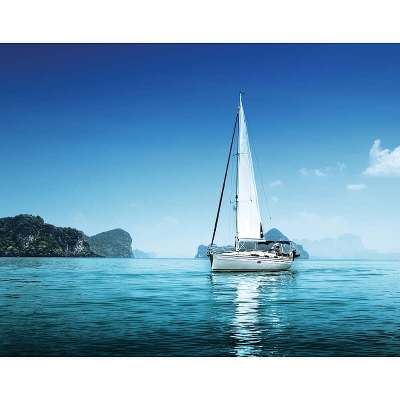 Global Fusion Sailing Yacht 6-Panel Wall Mural - 8.2-feet high x 10.4-feet wide - Blue