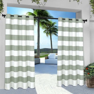 ATI Home Indoor/Outdoor Stripe Grommet Top Curtain Panel Pair