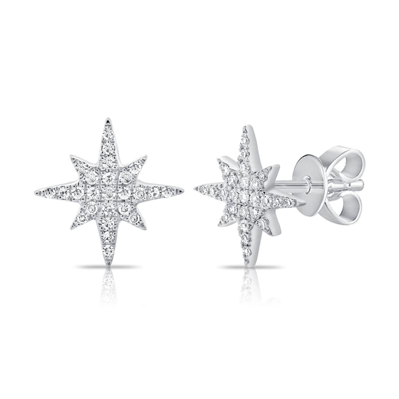 Joelle Collection Diamond Pave Starburst Stud Earrings 1/10 ct. t.w. 14K Gold - White