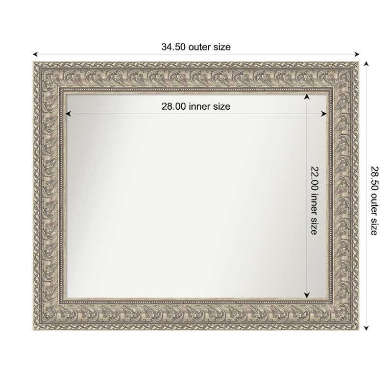 Sydney Silver Non-Beveled Framed Wall Mirror - Sydney Silver - 35 x 29 in
