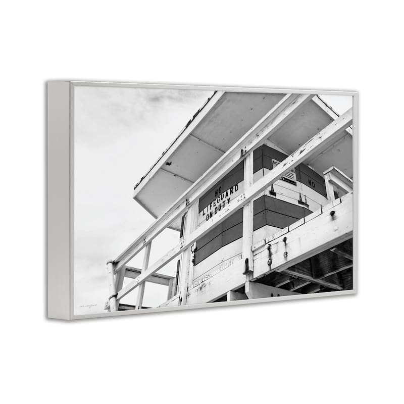 Stupell Lifeguard Building on Beach Framed Giclee Art Design By Seven Trees Design