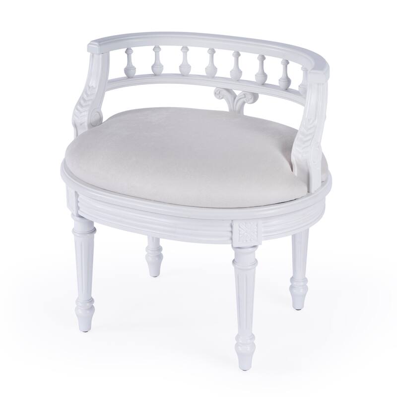 Hathaway 22.5 in. W Oval Upholstered and Wood Traditional Vanity Seat