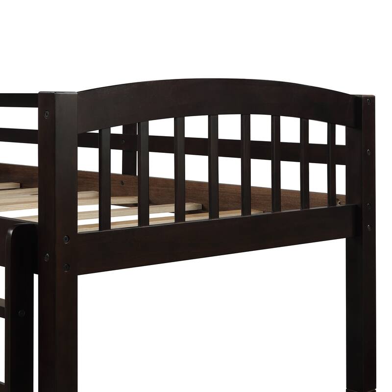 Twin Bunk Bed with Ladder, Safety Rail, and Trundle with 3 Drawers for Teens and Guest Rooms
