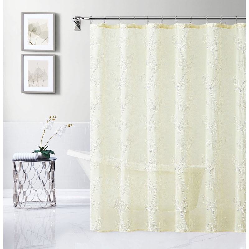 Dainty Home Stella Chenille Embroidered Shower Curtain