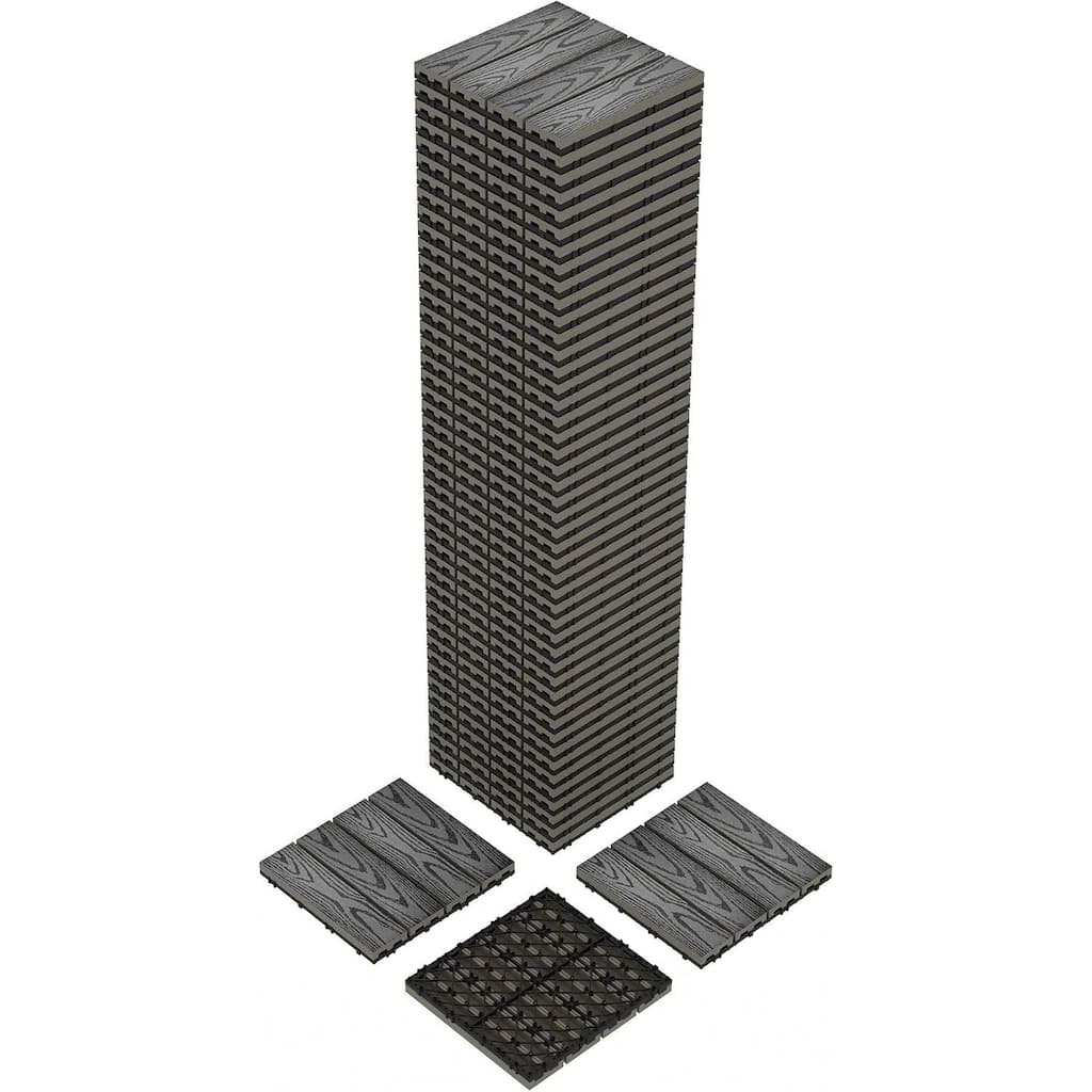 48-Pack 12"X12" Waterproof Interlocking Patio Flooring Composite Deck Tiles for Indoor & Outdoor Use