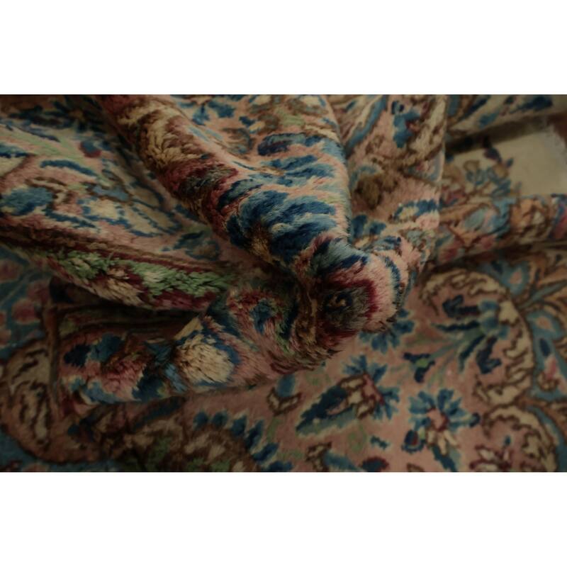 Hand Knotted Oriental 100% Wool Carpet Traditional Floral Beige & Ivories Kerman Area Rug - 20' 2'' X 11' 7''